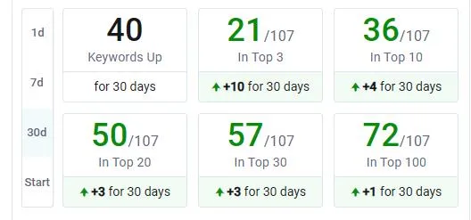 Rank tracker and Ahrefs data for Client 1 after the March 2024 update